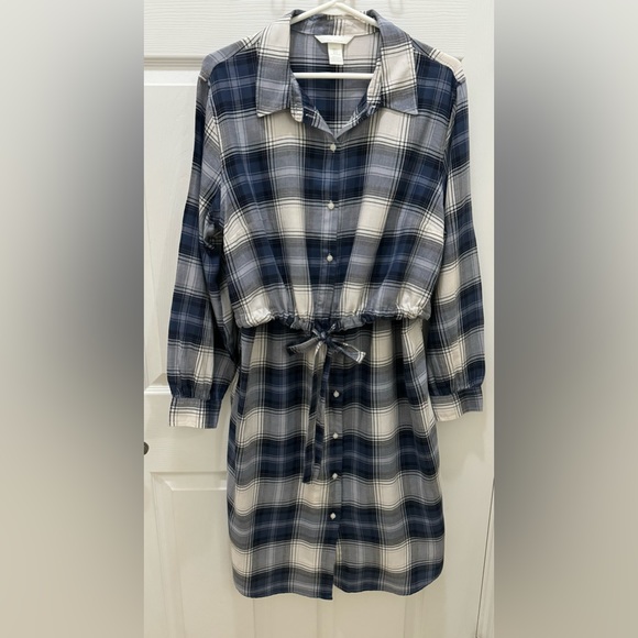 H&M Dresses & Skirts - H & M maternity nursing dress size L PLAIDS BLUE AND WHITE Excellent condition!!